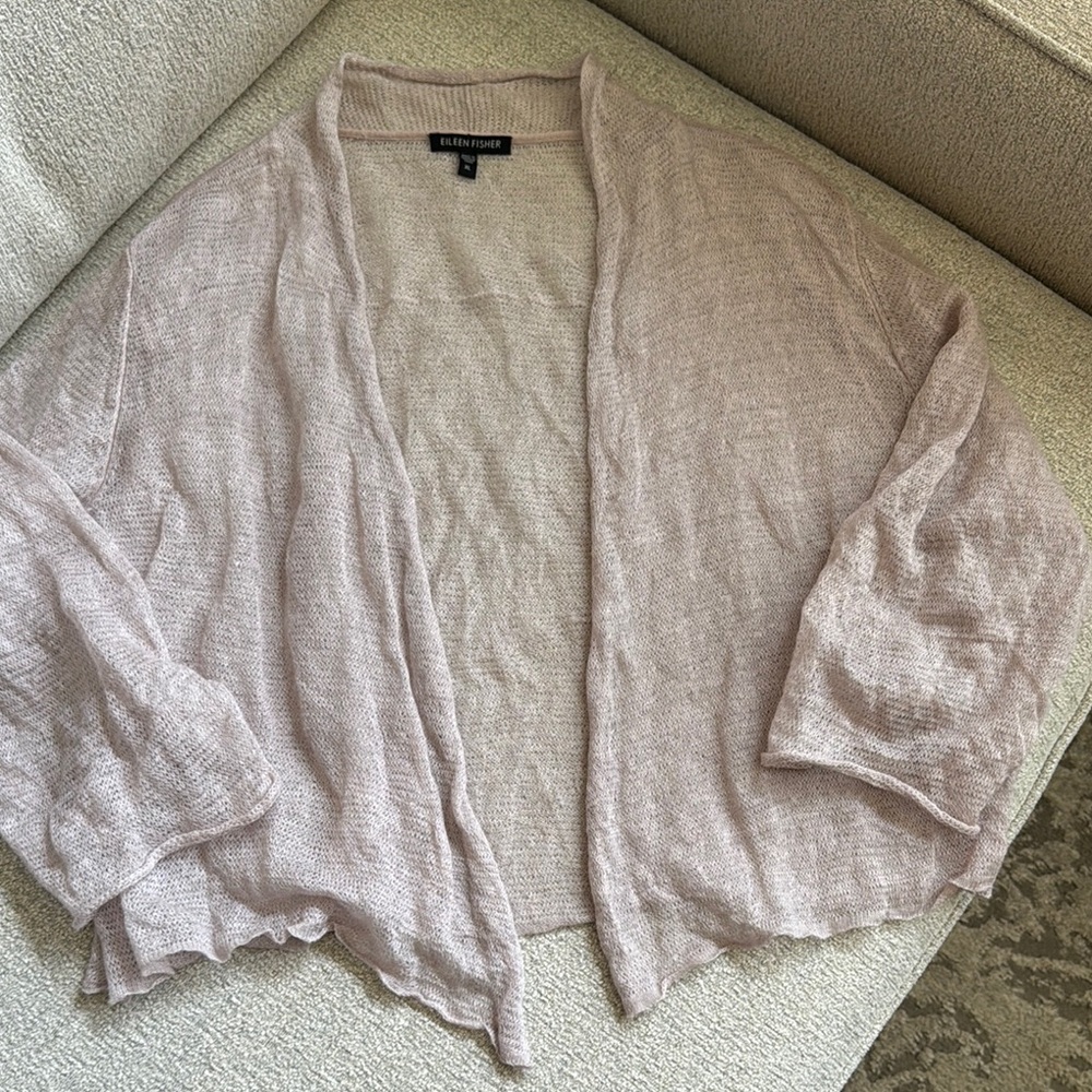 Eileen Fisher Women's Soft Pink Open-Front Shrug